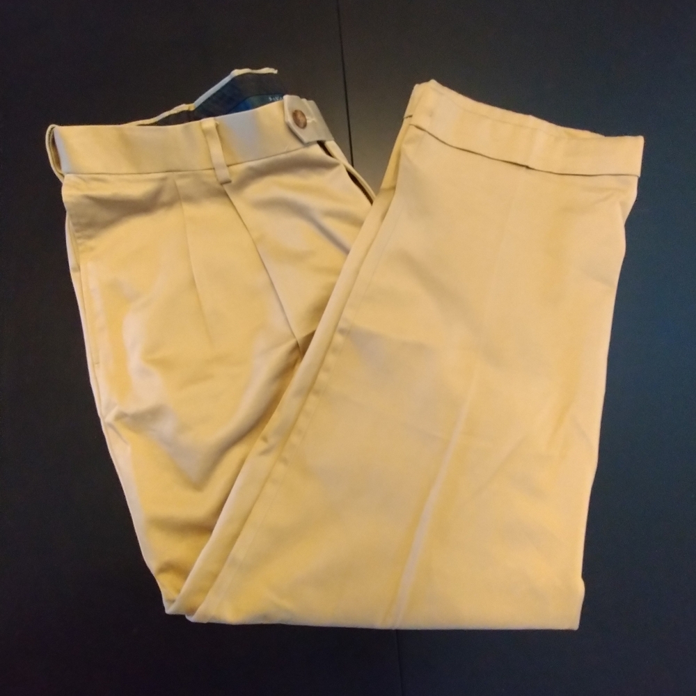 Pre-owned Savane Men's Pleated Dark Khaki Chinos Pants/Trousers